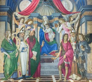 麦当娜和圣子与圣徒一起加冕 作者 桑德罗·波提切利（Sandro Botticelli）