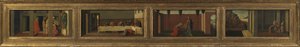 Scenes from the life of Mary Magdalene (four predella panels - a. Christ teaching; b. feast in the house of Simon; c. Noli me Tangere; d. last moments of the Magdalene) 作者 桑德罗（后）波提切利
