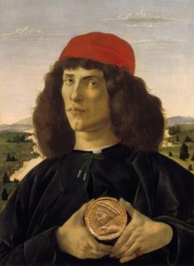 一张带有Cosimo A勋章的陌生人的肖像 作者 桑德罗·波提切利（Sandro Botticelli）