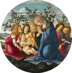 麦当娜用五个天使崇拜孩子 作者 桑德罗·波提切利（Sandro Botticelli）