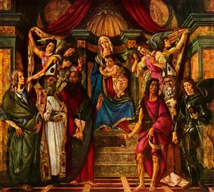 麦当娜（Madonna）1483年登上六圣，1937年。 作者 桑德罗·波提切利（Sandro Botticelli）