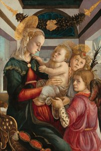 圣母玛利亚和天使的孩子，14651470。 作者 桑德罗·波提切利（Sandro Botticelli）