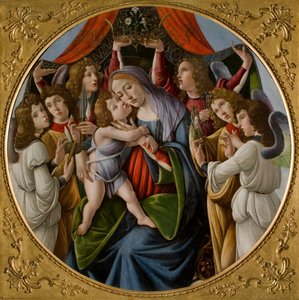 麦当娜和六个天使的孩子，约公元1500年。 作者 桑德罗·波提切利（Sandro Botticelli）