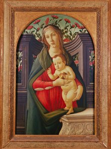 玫瑰装饰的利基市场中的麦当娜和孩子 作者 桑德罗·波提切利（Sandro Botticelli）