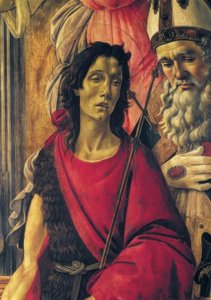 与孩子，天使和圣人登上麦当娜宝座 作者 桑德罗·波提切利（Sandro Botticelli）