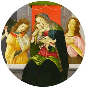 圣母与圣婴、施洗约翰和天使 作者 桑德罗·波提切利（Sandro Botticelli）和工作室