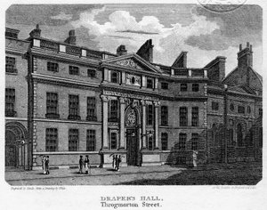 伦敦市Throgmorton街的德雷珀斯大厅（Drapers Hall），1812年。