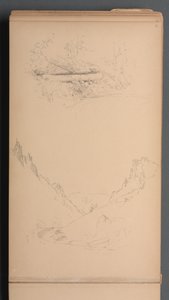 速写本，第15页：风景，柏林瀑布，1859年。 作者 桑福德·罗宾逊·吉福德