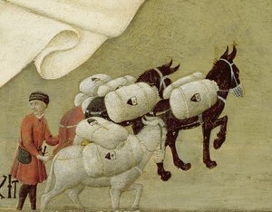 圣母显现给教皇卡利克斯图斯三世 (1378-1458) 1455-58（面板油画）（169574 的细节）
