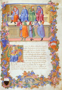 商品法庭（Tribunale della Mercanzia），是萨诺-迪-皮埃特罗（Sano di Pietro）的《商人章程》第6期的缩影。