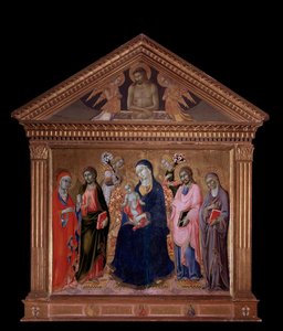 Virgin and Child with Sts. James, Philip, Anne and Mary Magdalene - oil on wood