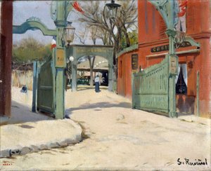 Moulin de la Galette 公园的入口 - Santiago Rusinol (1861-1931) 的绘画 - 1891 - 布面油画 - 33,5x41 - Museu Nacional d