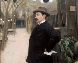 "画家Miguel Utrillo (1862-1934)在巴黎逗留期间的肖像 "细节。圣地亚哥-鲁西诺尔-伊-普拉茨（1861-1931）1891年的绘画。
