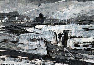 系泊（黑白画） 作者 莎拉·海沃德
