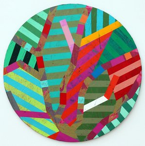 天地之间 VI-A（圆板上的丙烯画） 作者 莎拉·海沃德
