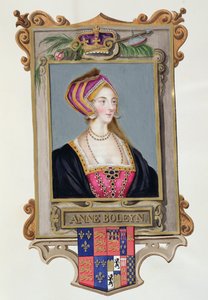 Anne Boleyn的肖像（1507-36）亨利八世的第二任女王，作为一名年轻女子，来自“伊丽莎白女王法院回忆录”，于1825年出版（纸上有水粉和水粉）