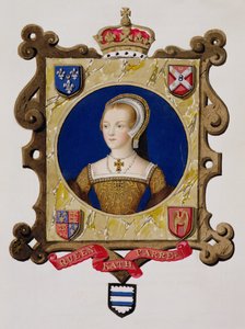 凯瑟琳·帕尔（1512-48）的肖像亨利八世的第六位女王，作为一名年轻女子，来自“伊丽莎白女王法院回忆录”，于1825年出版（纸上水粉和水粉）