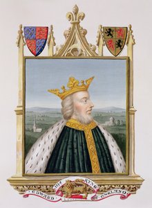 爱德华三世（1312-77）英国国王的肖像，于1327年出版于“伊丽莎白女王法院回忆录”，于1825年出版（纸上有水粉和水粉）