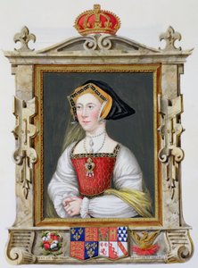 Jane Seymour（c.1509-37）的肖像亨利八世的第三女王，来自“女王伊丽莎白法院的回忆录”，由Hans Holbein（14978-1543）拍摄，于1825年出版（纸上有水粉和水粉）