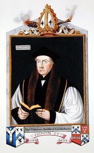 托马斯-克朗默（1489-1556）坎特伯雷大主教的肖像，出自《伊丽莎白女王宫廷回忆录》，1825年出版（纸上水彩和水粉）。 作者 艾塞克斯（Essex）的莎拉伯爵夫人（Sarah Countess）