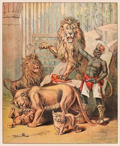 巴纳姆贝利马戏团的表演狮子与驯兽师，选自 1888 年出版的 P.T.Barnum