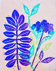 Flora (linocut) 2020 作者 莎拉·汤普森·恩格斯