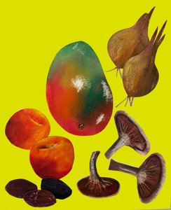 水果和蔬菜,2020年,剪纸 作者 莎拉·汤普森·恩格斯