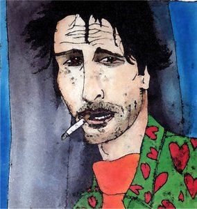 Man with cigarette,2020 (ink on paper) 作者 莎拉·汤普森·恩格斯