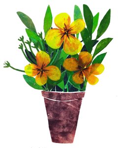 黄色植物盆栽,2019年,(单幅画) 作者 莎拉·汤普森·恩格斯