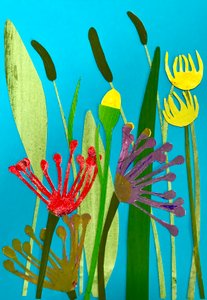 flowers and grasses,2019 (collage) 作者 莎拉·汤普森·恩格斯