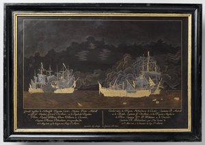 荷兰护卫舰 "Castor "号（舰长 Pieter Melvill）和 "Briel "号（舰长 Gerard Oorthuis）与英国护卫舰之间的战斗 作者 Mathias de Sallieth