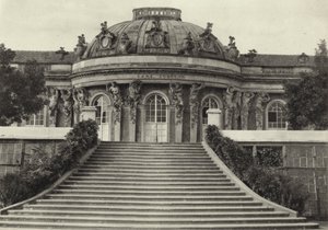 Potsdam, Schloss Sanssouci; Sanssouci Palace (b/w photo)