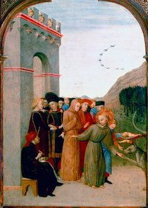 Saint Francois of Assisi speaking with the wolf of Gubbio (detail) (egg tempera on poplar panel)