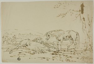 前景有马的风景 作者 索里·吉尔平（Sawrey Gilpin）