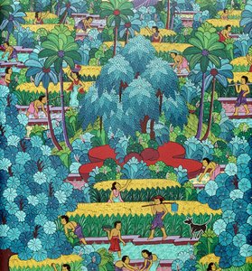 巴厘岛传统天真绘画，印度尼西亚，20 世纪 作者 学校巴厘岛语