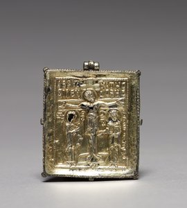 钉在十字架上的Enkolpion（正面）和Saints Theodore和George（背面）