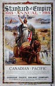 1913-14年《帝国标准》年刊封面上的广告（彩色平印）。 作者 School Canadian