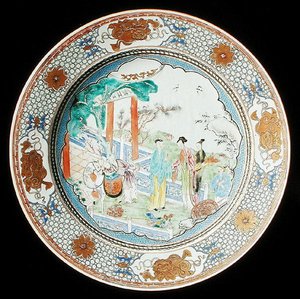 一个粉彩充电器，约1730年（瓷器 作者 学校中文