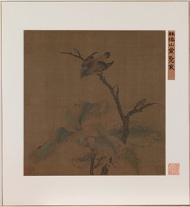 树枝上的鸟（绢本水墨和彩色） 作者 学校中文