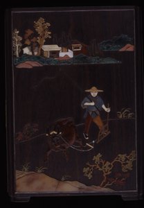 描绘乡村生活场景的笔筒（多种紫檀镶嵌图案） 作者 学校中文