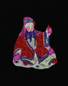 中国神。彩绘剪纸或 "简牍"，中国民间艺术，北京。 作者 学校中文