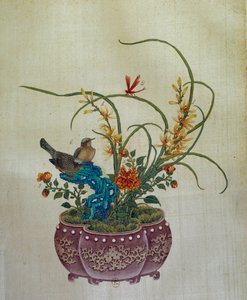 中国艺术：花和鸟。18世纪的丝绸画。巴黎，B.N.