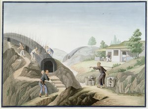 瓷器制造：烧制龙窑（纸本水彩和水粉画） 作者 学校中文