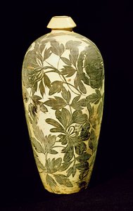 宋代(960-1279)梅葆玖黑花纹花瓶(陶瓷) 作者 学校中文