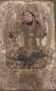 丝绸之神 Roustem，中国突厥斯坦，公元前 6-7 世纪（木板绘画） 作者 学校中文