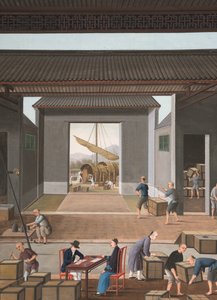 茶叶生产，约 1820 年（绢上体彩和金彩，铺在纸上） 作者 学校中文
