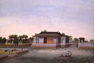 水花园，约1820-40（纸上水彩）。 作者 学校中文