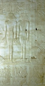 阿比多斯：塞提（Sethi）一世神庙，供奉奥西里斯。陪伴法老的女神。 作者 埃及学校