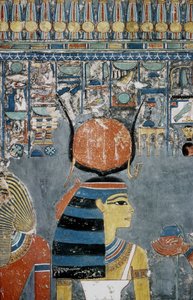卢克索，底比斯：帝王谷，埃及法老 Horemheb（-1343 - -1314）的陵墓，墓上有伊希斯女神。 作者 埃及学校