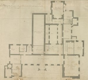 Beaudesert大厅和公园内部：钢笔画 作者 学校英语